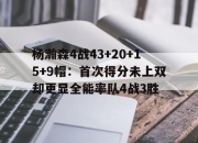 开云体育网页版-包含杨瀚森4战43+20+15+9帽：首次得分未上双却更显全能率队4战3胜的词条