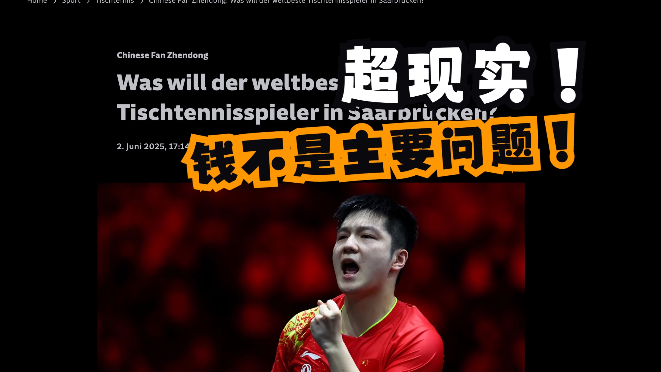 关于樊振东回应球迷高喊德甲见：一如既往做好自己，按目标争的信息